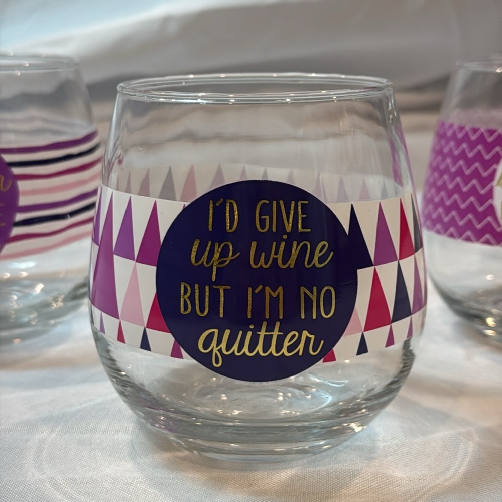 Set of Three Wine Glasses with Fun Quotes - Picture 3 of 8